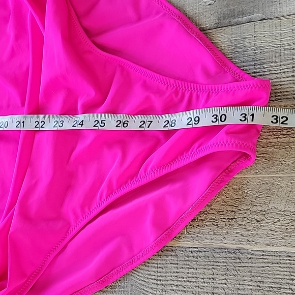 Pink Tummy Control Swimsuits with Cut Out Ruffles and Strap at Waist Size XXL - Picture 11 of 16